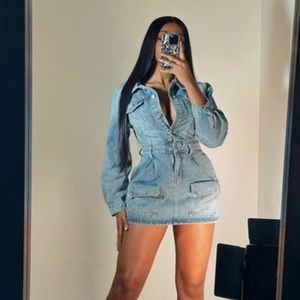 New Denim dress with leg warmers to match. Runs small, size L